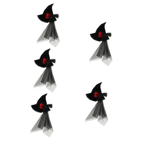 Healvian 5 Stück Halloween Hexenhut Leichtem Netzstoff mit Blumen Kostümhut für Partys und Cosplay für Damen und Jugendliche für Halloween Feiern und Kostümwettbewerbe von Healvian