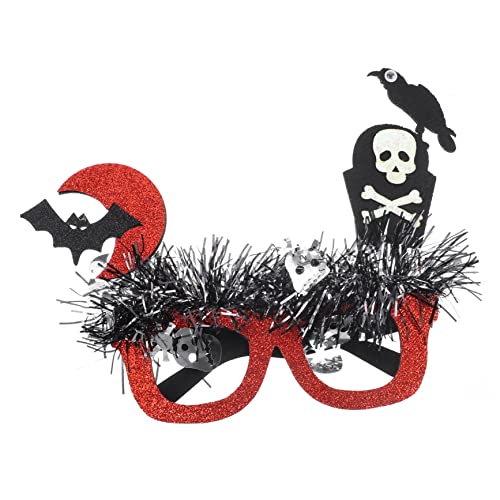 Healvian 5 Stück Lustige Halloween Brillenrahmen Party Eyeglasses für Erwachsene Roter Skelett Stil Auffälliges Kostümzubehör für Halloween Feier und Requisiten von Healvian