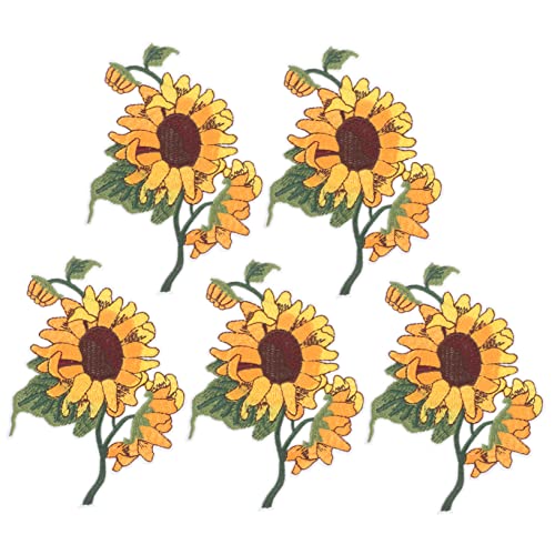 Healvian 5 Stück Sonnenblumen Bügel Näh Patches Bestickte Applikationen für Rucksäcke Jeans Kleidung Diy Projekte Dekorieren Reparieren von Textilien von Healvian