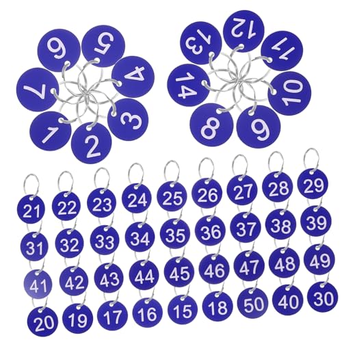 Healvian 50 Sätze Nummernschild Nummerierte Schlüsselanhänger Gepäckanhänger Nummerierte Tags Runde Zahlen -tags Mit Acryl Blue von Healvian