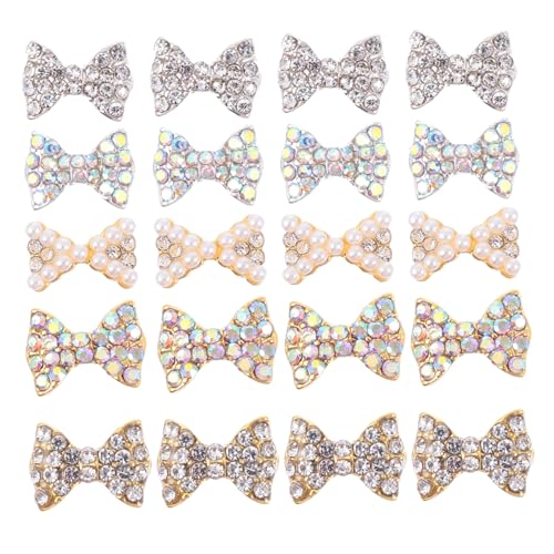 Healvian 50 Stück Teiliges Nail Art Charms mit Schleifen und Strasssteinen Dekorative Nagelverzierung für Edles Nageldesign Vielseitig für DIY Nagelkunst und Besondere Anlässe Geeignet von Healvian