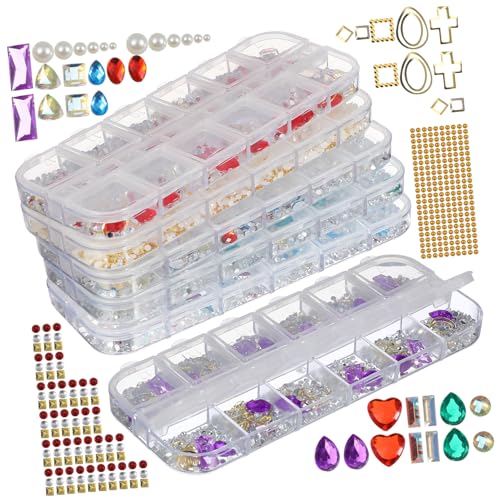 Healvian 6Er-Box Boxen Maniküre Strasssteine Fächer mit Perlen Nieten und Glassteinen DIY Nail Art Zubehör für Natürliche und Künstliche Nägel Glänzende Nagelverzierung für Damen und Healvian 6Er-Box Boxen Maniküre Strasssteine Fächer mit Perlen Nieten und Glassteinen DIY Nail Art Zubehör für Natürliche und Künstliche Nägel Glänzende Nagelverzierung für Damen und von Healvian