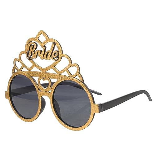 Healvian Brautparty Partybrille Goldfarbene Eyewear Stylische Hochzeitsbrille für Junggesellinnenabschied und Bridal Shower Auffällige Foto Requisite Langlebiges Material von Healvian
