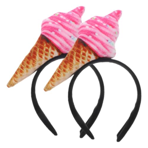 Healvian Eis-Stirnband 2 Stück Anziehkegel-Stirnband Eis-Party-Hut Kostüm-Party-Zubehör Neuartige Kopfbedeckung Dessert-Kopfbedeckung Lebensmittelverkäufer-Kostüm Cosplay-Requisite von Healvian
