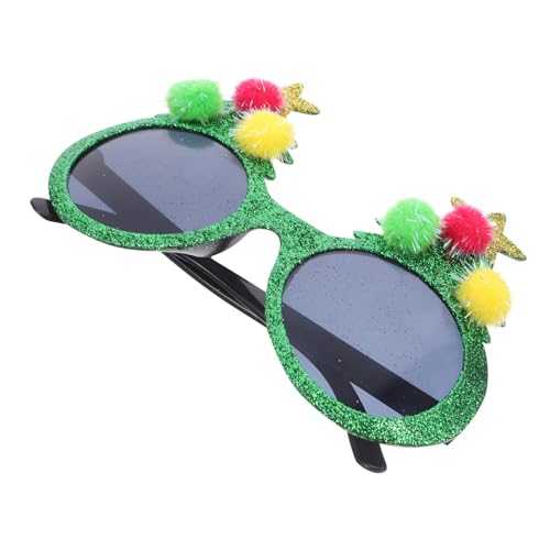Healvian Glitzernde Weihnachtsbaum Brille mit Pom-poms Lustige Partybrille für Weihnachtsfeiern Festliche Foto-requisiten Vielseitig Einsetzbar und Langlebig aus Kunststoff von Healvian