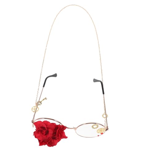 Healvian Lolita Brille Steampunk Vintage Brillenrahmen mit Rosenmotiv Halloween Party Accessoire für Damen Herren Cosplay von Healvian