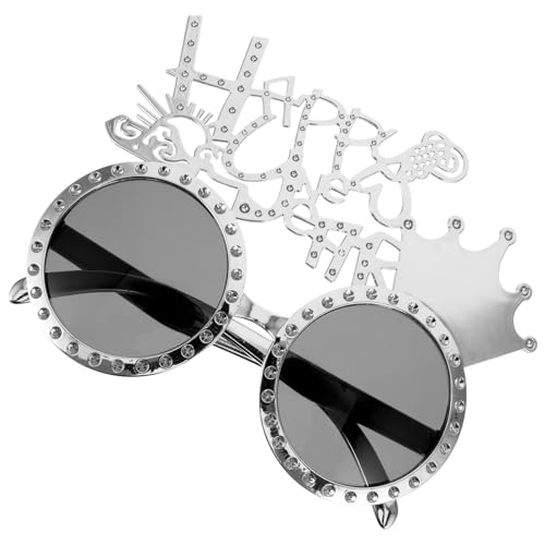Healvian Lustige Silvester Sonnenbrille mit Kronendekor für Neujahrspartys Partybrille Foto Requisite für Damen Herren Bringt Festliche zu Jedem von Healvian
