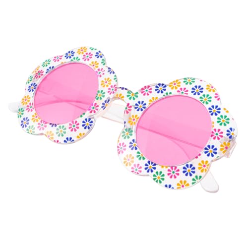 Healvian Lustige Sonnenbrille Blütenmotiv Transparente Pinke Gläser Partybrille Fotorequisite für Mädchen Geburtstag Feier Accessoire von Healvian