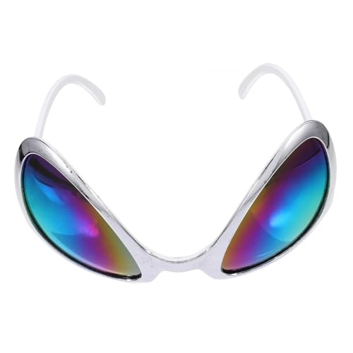 Healvian Neon Grüne Alien Sonnenbrille mit Silbernem Rahmen Lustige Cosplay Brille für Party Accessoire für Halloween Karneval und Themenfeiern Auffällige Fotorequisite von Healvian