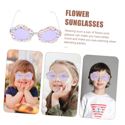 Healvian Sonnenbrille mit Blumenmuster Transparente Lustige Geburtstagsbrille mit Gläsern Robuste Party Accessoires für Kleinkinder Fotorequisite für Strand und Familie von Healvian