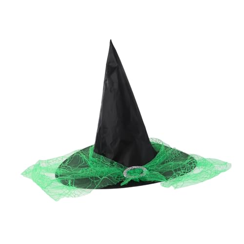 Healvian Spitzen Hexenhut mit Grünem Netzstoff für Damen Leichtes Atmungsaktives Party Accessoire Vielseitig für Halloween Maskenball und Cosplay Komfortabel und Detailreich Gefertigt von Healvian