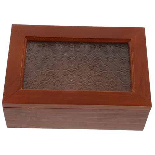 Healvian Vintage Holz Aufbewahrungsbox mit Glasfenster Kleine Schmuckschatulle Staubschutz Kiste für Ohrringe Ringe Anhänger Vielseitige Retro Dekoration für Schminktisch und Fotoshooting von Healvian