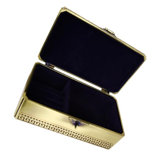 Healvian Vintage Metal Schmuckschatulle mit Schloss Robuste Schatztruhe Schmuckaufbewahrung Retro Aufbewahrungsbox für Ringe Ohrringe Halsketten für Damen und Heimdekor Healvian Vintage Metal Schmuckschatulle mit Schloss Robuste Schatztruhe Schmuckaufbewahrung Retro Aufbewahrungsbox für Ringe Ohrringe Halsketten für Damen und Heimdekor von Healvian