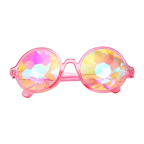 Healvian Wear Resistant Dekorative Rave Brille aus Hochwertigem Verarbeitung Zarte Partybrille für Stilvolle Partys und Festivals Transparentes Pinkes Glasdesign von Healvian
