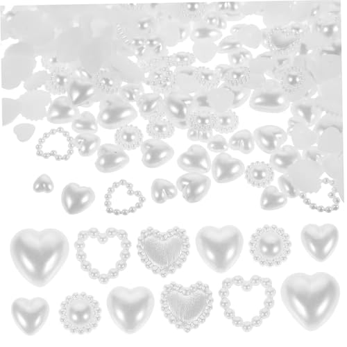 Healvian Weiße Herzförmige Perlen Nail Charms Kleine Nageldekorationen aus Stabilem Material Frauen Maniküre Zubehör für DIY Nageldesigns bei Partys und Alltag von Healvian