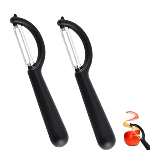 Heanvmyss 2PCS P Shapes Peeler,Universalschäler Set,Kartoffelschäler,Mehrzweck Gemüseschäler aus Edelstahl für Karotten Obst Gurken(Schwarz,16cm) von Heanvmyss