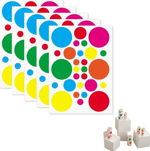 Heanvmyss 5PCS Colourful Dots Stickers,Farbige Klebepunkte,Punktaufkleber Bunt,Klebeetiketten,Farbcodierung Etiketten für Klassenzimmer Büro Heim Klassifikation Kunst DIY(6 Farben,Mehrere Größen) von Heanvmyss