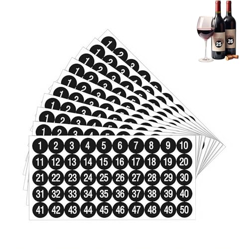 Heanvmyss Zahlen Aufkleber 1 bis 50,10 Blatt Nummer Aufkleber,Klebepunkte Nummer Naufkleber,Klebezahlen Wetterfest,Selbstklebende Zahlen Sticker für Aufbewahrungsboxen,Schließfächer,Büro(25mm) von Heanvmyss