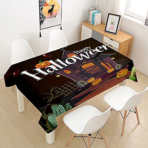 Hearda 3D Halloween Tischdecke Abwaschbar Rechteckig, Polyester Tischdecken Wasserdicht Pflegeleicht Tischtuch für Küche Party Outdoor Garten Restaurant (Dunkelrot,100x140cm) von Hearda