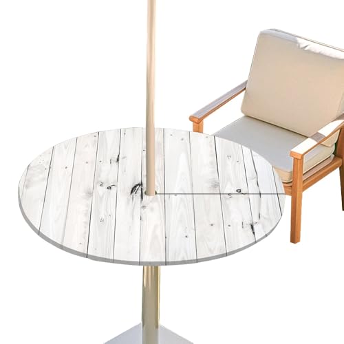 Hearda 3D Rund Tischdecke mit Loch Zipper, Abwaschbar Lotuseffekt Tischdecken, Outdoor Tischdecke, Elastisch Rund Gartentischdecke, Table Cloth für Garten, Küche, Parteien (Holzmaserung 3,L) von Hearda