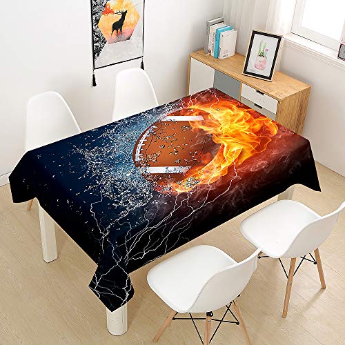 Hearda Tischdecke Abwaschbar Rechteckig, 3D-American-Football-Druck Polyester Tischdecken Wasserdicht Pflegeleicht Tischtuch für Küche Party Outdoor Garten - Nicht-Wachstuch (100x140cm,4) von Hearda