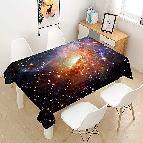 Hearda Tischdecke Abwaschbar Rechteckig, 3D-Astronomie-Druck Polyester Tischdecken Wasserdicht Pflegeleicht Tischtuch für Küche Party Outdoor Garten Restaurant (Das Sternenmeer,150x260cm) von Hearda