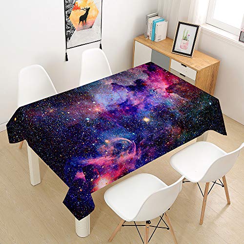 Hearda Tischdecke Abwaschbar Rechteckig, 3D-Astronomie-Druck Polyester Tischdecken Wasserdicht Pflegeleicht Tischtuch für Küche Party Outdoor Garten Restaurant (Kosmische Galaxie,100x100cm) von Hearda