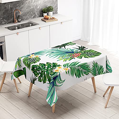 Hearda Tischdecke Abwaschbar Rechteckig, 3D-Blattdruck Polyester Tischdecken Wasserdicht Pflegeleicht Tischtuch für Küche Party Outdoor Garten Restaurant (Frangipani,150x210cm) von Hearda