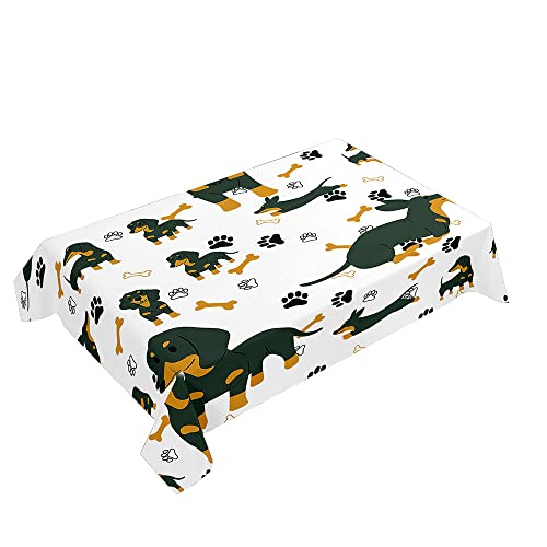Hearda Tischdecke Abwaschbar Rechteckig, 3D Dackelmuster Polyester Tischdecken Wasserdicht Pflegeleicht Tischtuch für Küche Party Bar Restaurant (Hundepfotenabdruck,100x140cm) von Hearda