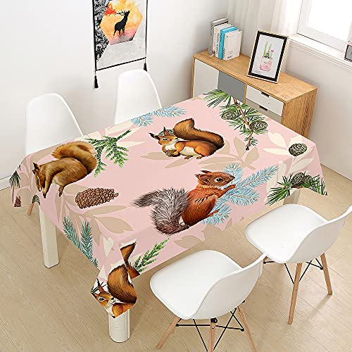 Hearda Tischdecke Abwaschbar Rechteckig, 3D Eichhörnchen Tierdruck Polyester Tischdecken Wasserdicht Pflegeleicht Tischtuch für Küche Party Outdoor Garten Restaurant (Eichhörnchen,100x140cm) von Hearda