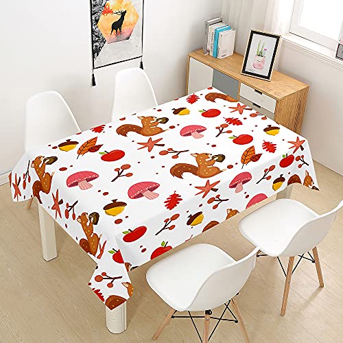 Hearda Tischdecke Abwaschbar Rechteckig, 3D Eichhörnchen Tierdruck Polyester Tischdecken Wasserdicht Pflegeleicht Tischtuch für Küche Party Outdoor Garten Restaurant (Pilz,60x60cm) von Hearda