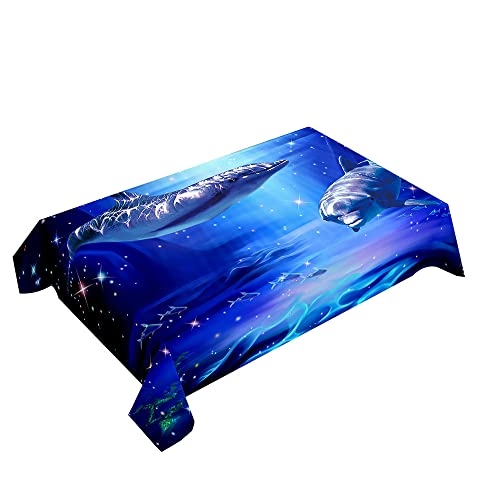Hearda Tischdecke Abwaschbar Rechteckig, 3D Ozean Delphin Druck Polyester Tischdecken Wasserdicht Pflegeleicht Tischtuch für Küche Party Bar Restaurant (Sternenklarer Himmel,90x90cm) von Hearda