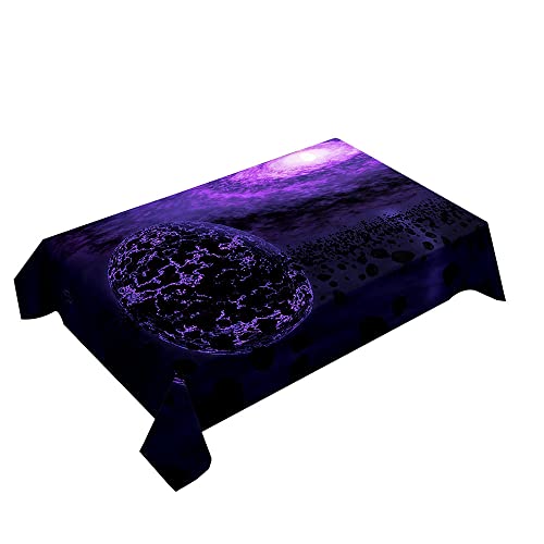 Hearda Tischdecke Abwaschbar Rechteckig, 3D Sternenhimmel Drucken Polyester Tischdecken Wasserdicht Pflegeleicht Tischtuch für Küche Party Bar Restaurant (100x100cm,Lila Planet) von Hearda