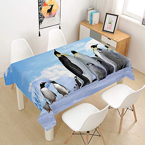 Hearda Tischdecke Abwaschbar Rechteckig Pinguin Tischdecken Tischwäsche Tischläufer Antifouling Wasserdicht Tischtuch, für Home Küche Garten Dekoration (Antarktische Pinguine 1,60x60cm) von Hearda