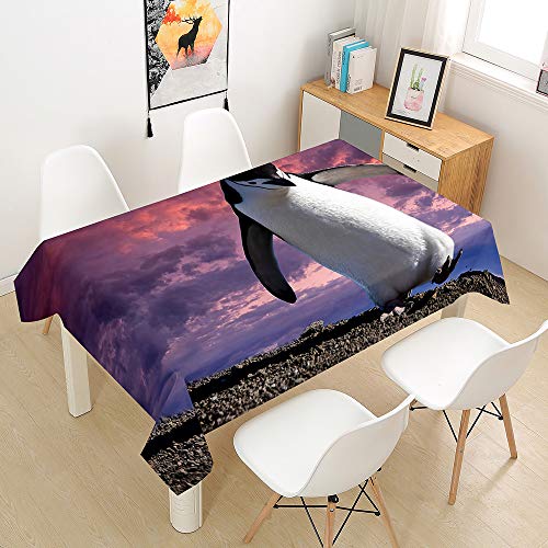Hearda Tischdecke Abwaschbar Rechteckig Pinguin Tischdecken Tischwäsche Tischläufer Antifouling Wasserdicht Tischtuch, für Home Küche Garten Dekoration (Antarktische Pinguine 8,140x180cm) von Hearda