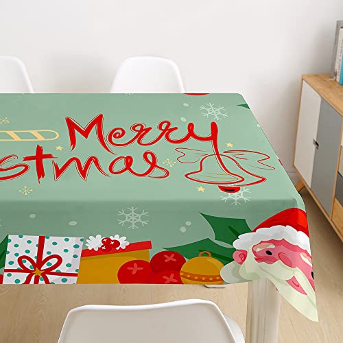 Hearda Weihnachten Tischdecke Abwaschbar Rechteckig, Xmas Christmas Polyester Tischdecken Wasserdicht Pflegeleicht Tischtuch für Küche Party Outdoor Garten Restaurant (Grün,100x100cm) von Hearda
