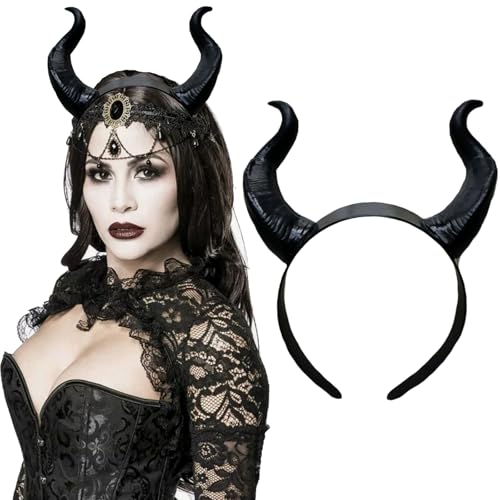 Teufelshörner Stirnband Halloween Schwarz Cosplay Horn Haarreifen Dämon Horn Dress Up Haarschmuck für Halloween Cosplay Karneval Party Frauen Mädchen Haarschmuck, Schwarz, Medium Teufelshörner Stirnband Halloween Schwarz Cosplay Horn Haarreifen Dämon Horn Dress Up Haarschmuck für Halloween Cosplay Karneval Party Frauen Mädchen Haarschmuck, Schwarz, Medium von HeartYue