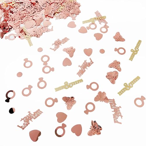 Valentines Konfetti Herz Love Ring Diamant Konfetti Just Married Konfetti Tischdekoration für Valentinstag Hochzeit Verlobung Party Tischdekoration Supplies 60G von HeartYue