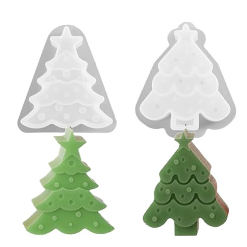 Weihnachtsbaum-Kerzenformen, 3D-Weihnachts-Silikonformen für selbstgemachte Kerzen, Seife, Epoxidharz, Schokolade, Kuchendekorationen, Weihnachtsdekoration, 2 Stück von HeartYue