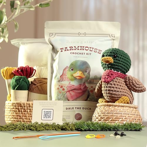 Amigurumi Häkelset für Anfänger, Erwachsene und Kinder, Häkelsets für Erwachsene Anfänger mit einfachem Garn, gefülltes Häkeltier-Set mit Schritt-für-Schritt-Video-Tutorials - Dale the Duck Amigurumi Häkelset für Anfänger, Erwachsene und Kinder, Häkelsets für Erwachsene Anfänger mit einfachem Garn, gefülltes Häkeltier-Set mit Schritt-für-Schritt-Video-Tutorials - Dale the Duck von Hearth & Harbor