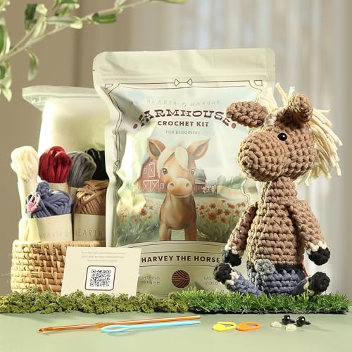 Amigurumi Häkelset für Anfänger, Erwachsene und Kinder, Häkelsets für Erwachsene Anfänger mit einfachem Garn, gefülltes Häkeltier-Set mit Schritt-für-Schritt-Video-Tutorials - Harvey das Pferd Amigurumi Häkelset für Anfänger, Erwachsene und Kinder, Häkelsets für Erwachsene Anfänger mit einfachem Garn, gefülltes Häkeltier-Set mit Schritt-für-Schritt-Video-Tutorials - Harvey das Pferd von Hearth & Harbor