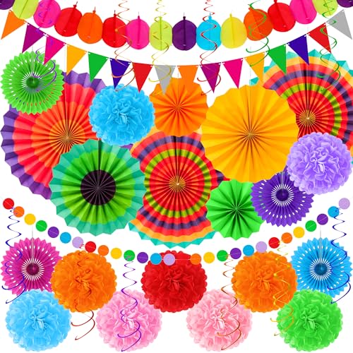 Cinco de Mayo Dekorationen, Fiesta-Party-Dekorationen, Cinco de Mayo Banner, Papierfächer, Seidenbommel, hängende Wirbel, Girlande für Fiesta, mexikanische Party-Dekorationen, Gastgeschenke Cinco de Mayo Dekorationen, Fiesta-Party-Dekorationen, Cinco de Mayo Banner, Papierfächer, Seidenbommel, hängende Wirbel, Girlande für Fiesta, mexikanische Party-Dekorationen, Gastgeschenke von Heartome