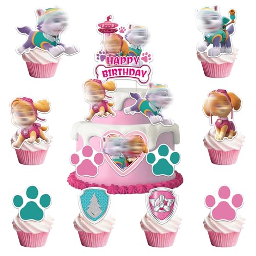 10 Stück Dog Tortendeko, Kuchendeko Geburtstag Theme Geburtstagsdeko Happy Birthday Muffin Tortenaufleger Cake Topper Geburtstag Deko für Mädchen Jungen Kinder von Heartsking
