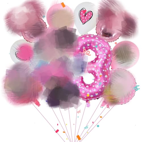 3 Jahre Geburtstag Deko, 10 Stück Luftballon Kinder Geburtstagsdeko Rosa Cartoon Party Deko Kindergeburtstag mit 6 Folienballons, 4 Latexballons für Mädchen Party Supplies 3 Jahre Geburtstag Deko, 10 Stück Luftballon Kinder Geburtstagsdeko Rosa Cartoon Party Deko Kindergeburtstag mit 6 Folienballons, 4 Latexballons für Mädchen Party Supplies von Heartsking
