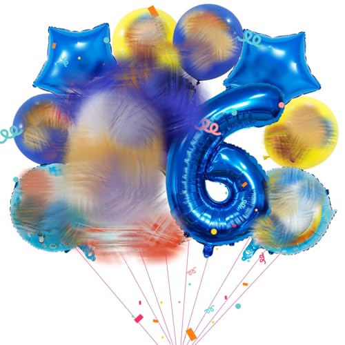 6 Jahre Geburtstag Deko, 10 Stück Luftballon Kinder Geburtstagsdeko Cartoon Party Deko Kindergeburtstag mit 6 Folienballons, 4 Latexballons für Jungen Mädchen Party Supplies von Heartsking