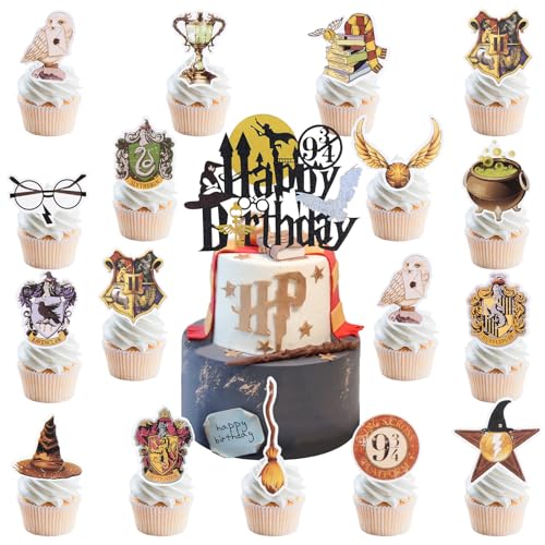 16 Stück Magical Tortendeko, Happy Birthday Tortendeko Wizard Kuchen Deko Geburtstagsdeko Geschenke Schulkind Cake Topper Tortendeko Geburtstag Deko Geburtstag für Mädchen Jungen Kinder von Heartsking