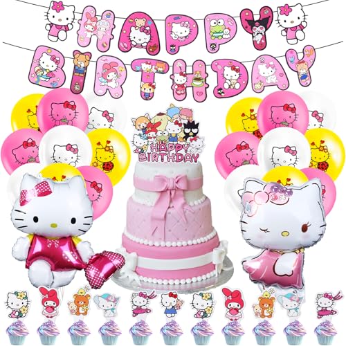 Heartsking Ki-tty Geburtstagsdeko, 46 Stück Ki-tty Deko Geburtstag, Katze Geburtstagsdeko Folienballons, Ki-tty Ballon Deko für Mädchen Kindergeburtstag Party Supplies Deko Heartsking Ki-tty Geburtstagsdeko, 46 Stück Ki-tty Deko Geburtstag, Katze Geburtstagsdeko Folienballons, Ki-tty Ballon Deko für Mädchen Kindergeburtstag Party Supplies Deko von Heartsking