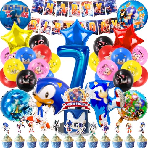 Kindergeburtstag Deko 7 jahre, 44 Stück Geburtstag Party Set Luftballon Geburtstag Kinder Geburtstag Deko mit Tortendeko,Happy Birthday Banner, Folien Luftballons für Mädchen Junge Kindergeburtstag Deko 7 jahre, 44 Stück Geburtstag Party Set Luftballon Geburtstag Kinder Geburtstag Deko mit Tortendeko,Happy Birthday Banner, Folien Luftballons für Mädchen Junge von Heartsking