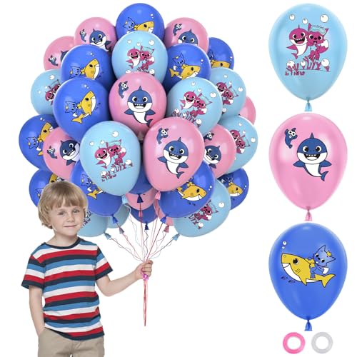 Luftballon Geburtstag Deko, 42 Stück Shark Latexballons Cartoon Themed Kindergeburtstag Deko Luftballon Geburtstagsdeko Party Supplies für Jungen Mädchen Luftballon Party Deko Geburtstag von Heartsking