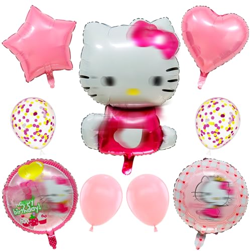 Luftballons Geburtstag, 9 Stück Kit-ty Geburtstag Deko Set Geburtstagsdeko Pink Party Supplies mit Folienballons, Cartoon Katze Party Deko Kindergeburtstag für Mädchen Theme Party Luftballons Geburtstag, 9 Stück Kit-ty Geburtstag Deko Set Geburtstagsdeko Pink Party Supplies mit Folienballons, Cartoon Katze Party Deko Kindergeburtstag für Mädchen Theme Party von Heartsking